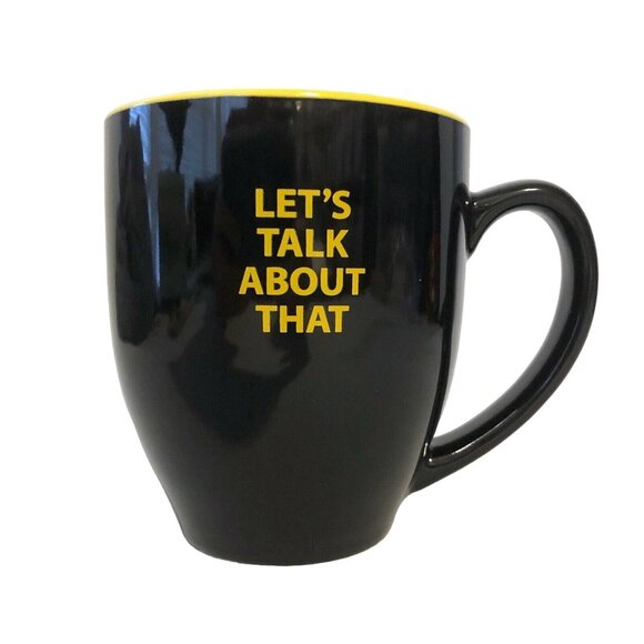 Good Mythical Morning Let's Talk About That Black & Yellow Mug Rhett & Link GMM - Picture 1 of 4